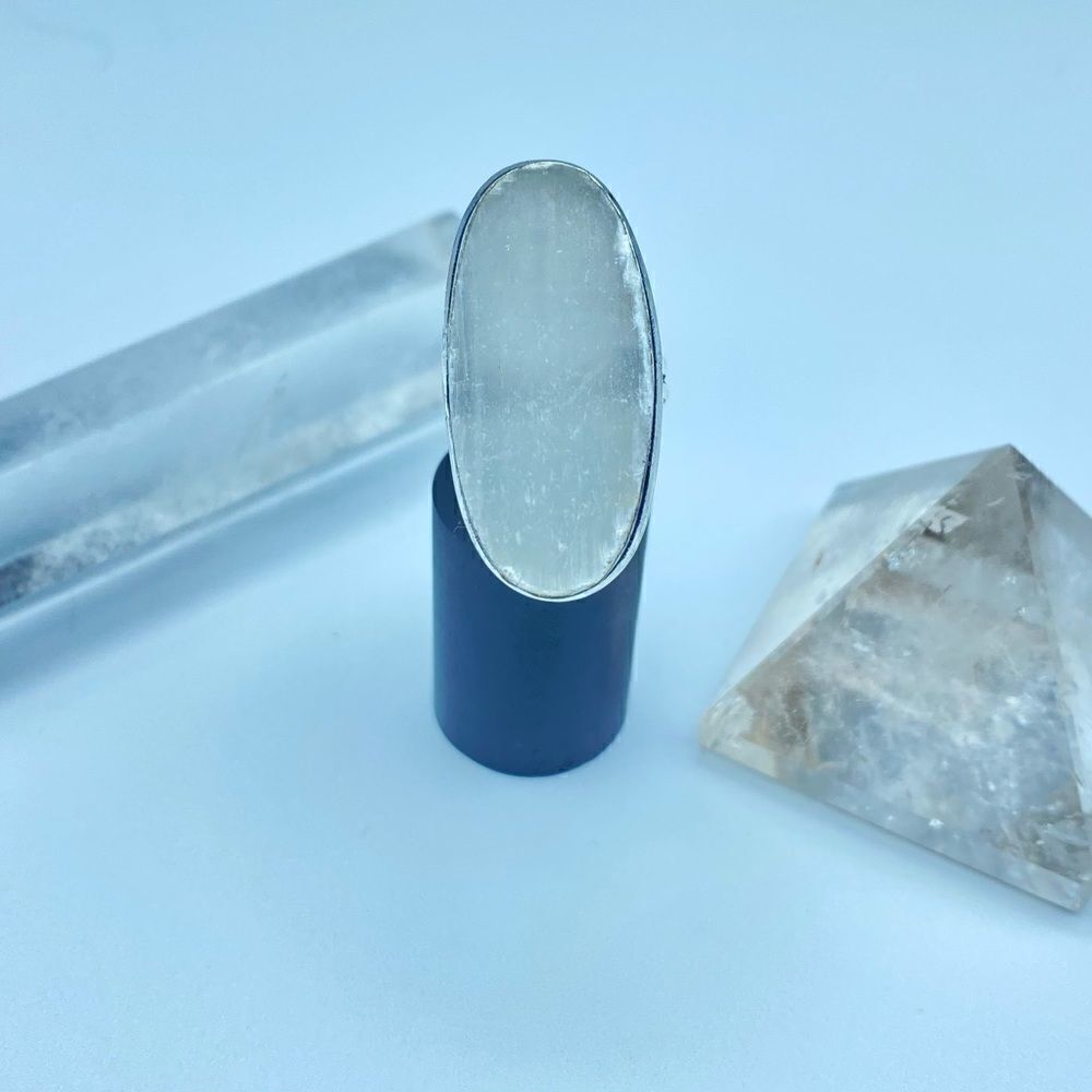 Selenite Sterling Silver Ring Size 5.5